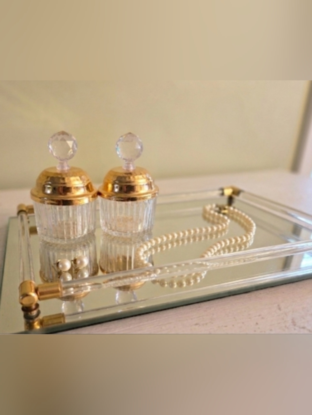 Vintage Hollywood Regency Vanity Glass Jar Set